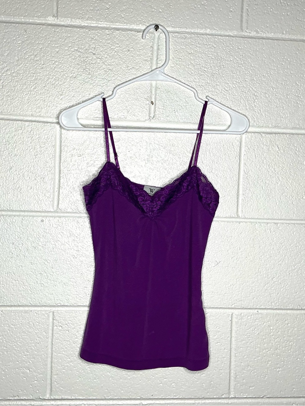 < Y2K Worthington Purple Lace Trimmed Camisole Size Small >